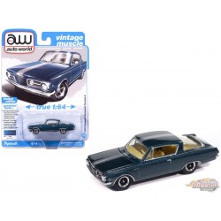 Plymouth Barracuda 1965 bleu & bande argenté - 2025 Premium Release 3 Version B - Auto World - 1/64 - AW64522 B D