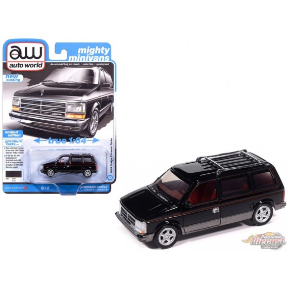 1989 Dodge Caravan Turbo Black Gray Lower & Red - 2025 Premium Release 3 Version B - Auto World - 1/64 - AW64522 B C