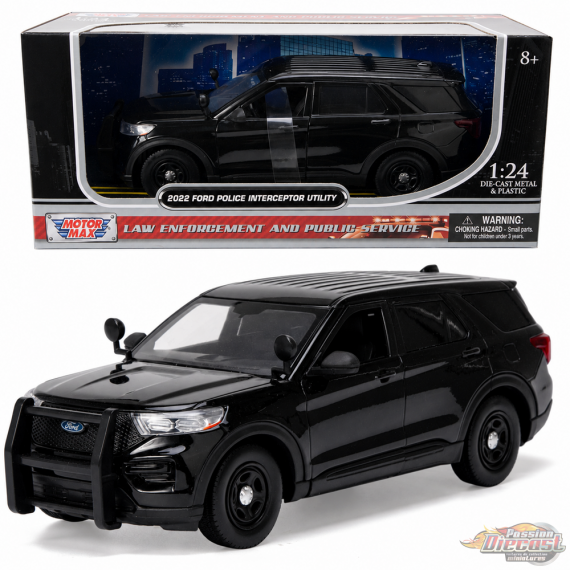 Ford Police Interceptor Utility 2022 - Noir uni - Forces de l'ordre et service public - Motormax 1/24 - 76990 BK