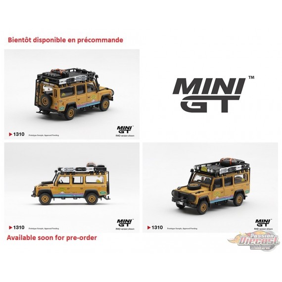 Land Rover Defender 110 1998 Camel Trophy Tierra del Fuego CT.36 Romania - Mini GT - 1:64 - MGT01310 Passion Diecast