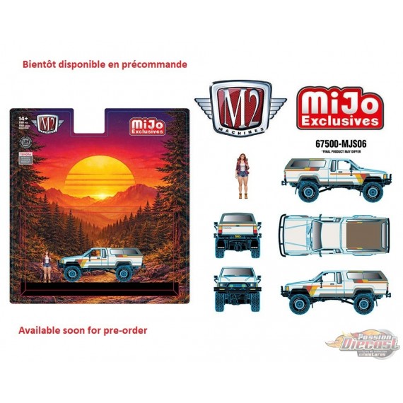 Diorama Series 1985 Toyota Truck 4×4 with Camper Shell with Female Camper Figure - M2 Machine - 1:64 - 67500-MJS06
