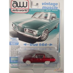 CHASE CAR Plymouth Barracuda 1965 Turquoise & bande blanc - 2025 Premium Release 3 Version A - Auto World - 1/64 - AWSP207 AGR