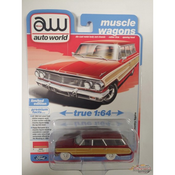 CHASE CAR 1964 Ford Country Squire Poppy Red - 2025 Premium Release 3 Version B - Auto World - 1/64 - AWSP205 BGR
