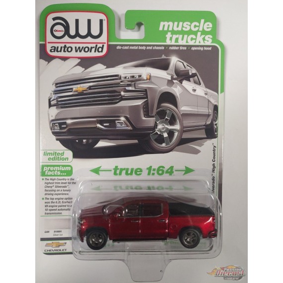 CHASE CAR Chevrolet Silverado High Country 2019 Argent - 2026 Premium Release 1 Version B - Auto World - 1/64 - AWSP215 BGR