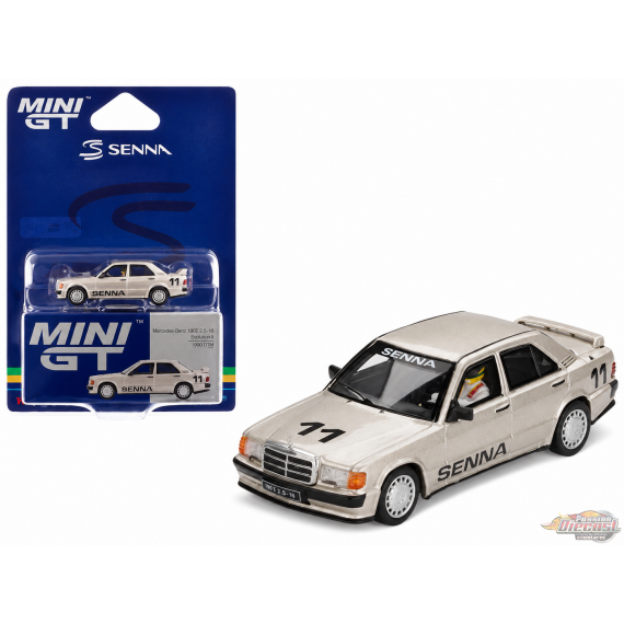 Mercedes-Benz 190 E 2.3-16 No.11 Ayrton Senna 1984 Nürburgring Race Champions w/ Figure - Mini GT - 1:64 - MGT01076