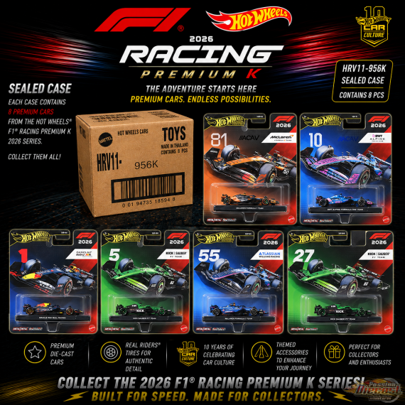 Hot Wheels 1:64 F1 2026 Racing Premium K Assortment SET OF 10 CARS - HRV11-956K Passion Diecast