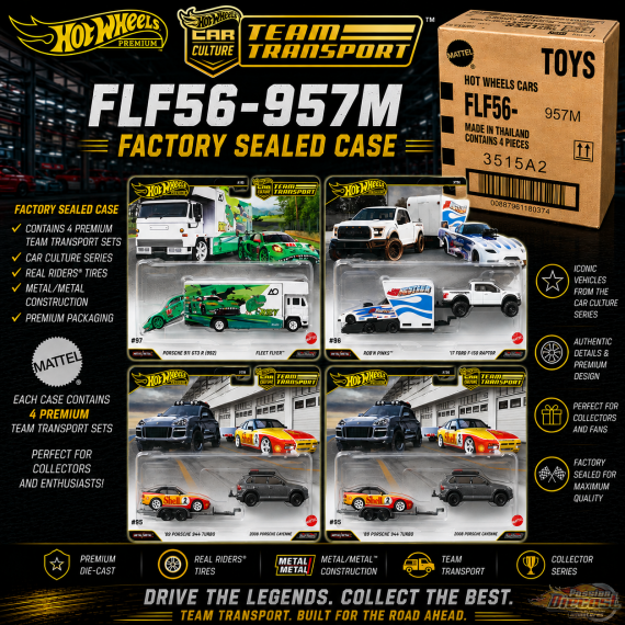 Team Transport M Case 2026 Set of 4 - Hot Wheels - 1/64 - FLF56-957M -  Passion Diecast 