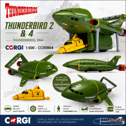 Diecast Model, Thunderbirds, 1964, Thunderbird 2 and 4 - Corgi 1:500 - CC00804 Passion Diecast