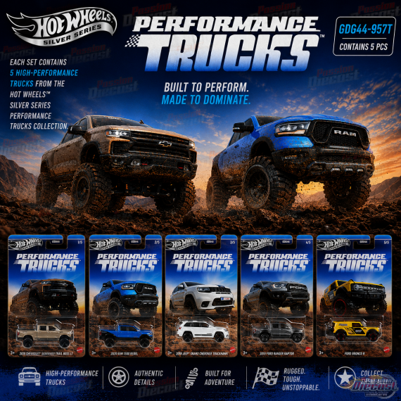Hot Wheels 1:64 Performance Truck Silver Series 2026 Assortiment de 5 voitures - GDG44-957T