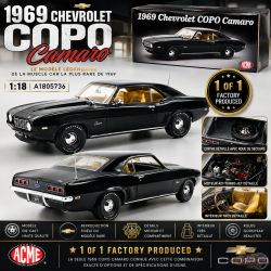 1969 Chevrolet COPO Camaro in Black with Yellow Houndstooth Interior - 1 of 1 - ACME - 1/18 - A1805736