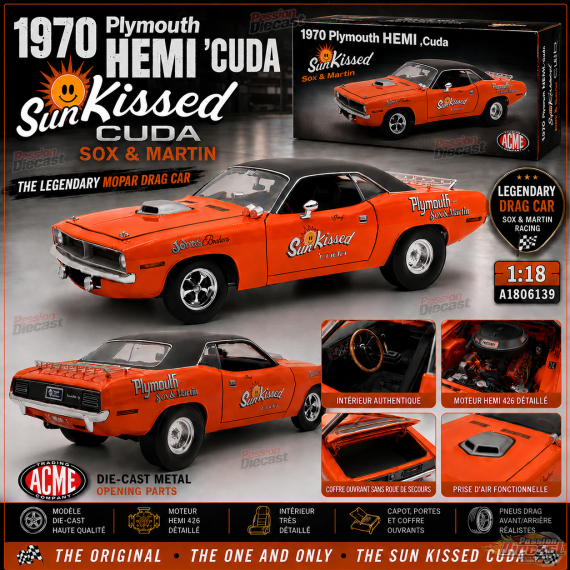 1970 Plymouth HEMI Cuda - Sun Kissed Cuda - Sox Martin - ACME - 1/18 - A1806139