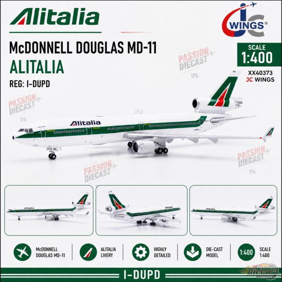 Alitalia McDonnell-Douglas MD-11 / I-DUPD /  JC Wings / 1:400 / XX40588