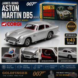 James Bond Aston Martin DB5, Silver  - Corgi 1:43 - RT26101S Passion Diecast