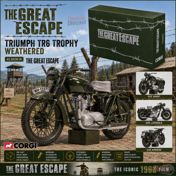 The Great Escape - Triumph TR6 Trophy - Weathered - Corgi - 1/12 - CC08501 Passion Diecast