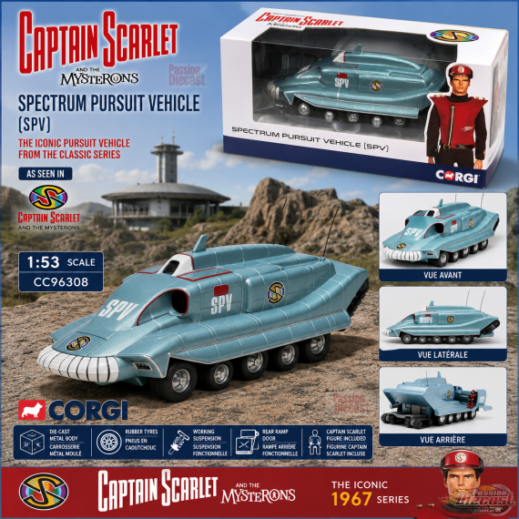 Captain Scarlet - Spectrum Pursuit Vehicle Captain Scarlet and the Mysterons - Corgi - 5.6" - CC96308 Passion Diecast