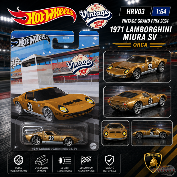 Vintage Grand Prix 2024 - 1971 Lamborghini Miura SV Orca- Hot Wheels 1:64 - HRV03