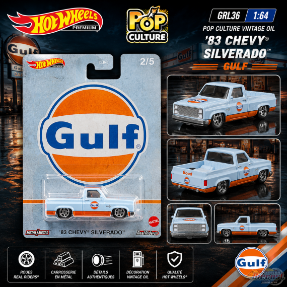 Pop Culture Vintage Oil  - 83 chevy silverado Gulf  - Hot Wheels 1:64 - GRL36