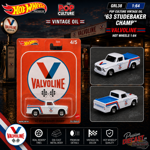 Pop Culture Vintage Oil  - 63 Studebaker Champ Valvoline  - Hot Wheels 1:64 - GRL38