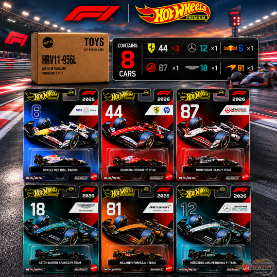 Hot Wheels 1:64 F1 2026 Racing Premium L Assortiment de 10 voitures - HRV11-956L