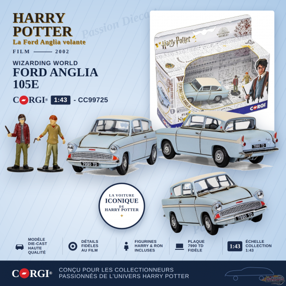 Harry Potter - Ford Anglia enchantée avec figurines Harry et Ron - Corgi 1:43 - CC99725 Passion Diecast