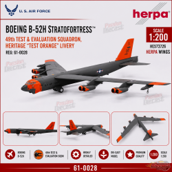 USAF Boeing B-52H 49th Test Orange Livery / Herpa Wings / 1:200 HE573726