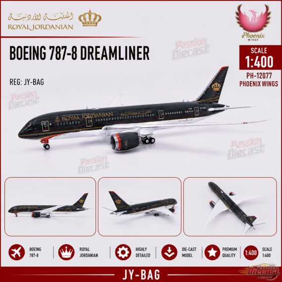 Royal Jordanian Boeing 787-8 Dreamliner / JY-BAG / Phoenix Wings / 1:400 / PH-12077