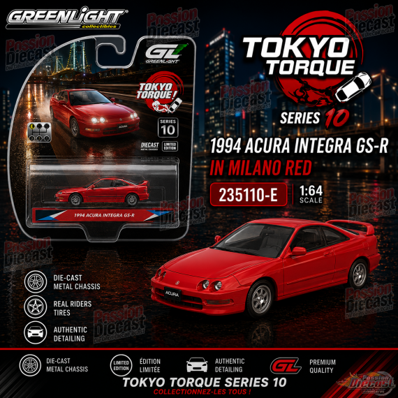 1994 Acura Integra GS-R in Milano Red - Mexican Military - Tokyo Torque Series 10 - 1/64 Greenlight - 235110 E