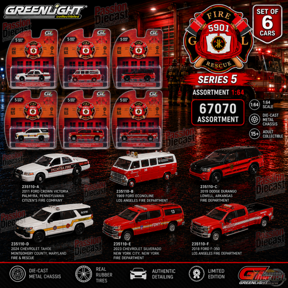 Fire Rescue Series 5 - Assortment - 1/64 Greenlight - 67070 Passion Diecast