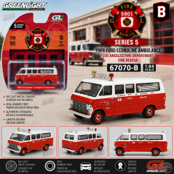 1969 Ford Econoline Ambulance - Los Angeles Fire Department - Fire Rescue Series 5 - 1/64 Greenlight - 67070 B