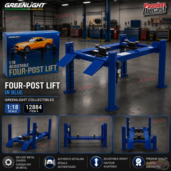 (Preorder) Élévateur à quatre colonnes en bleu - Greenlight - 1/18 - 12884