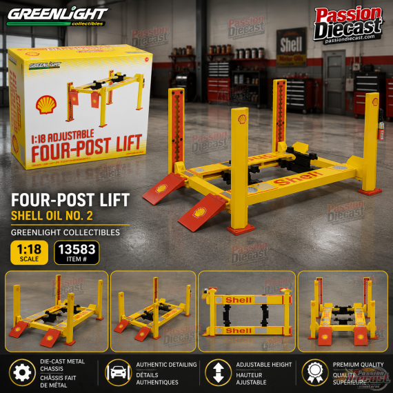 Four-Post Lift - Shell Oil  no2  -  Greenlight -  1/18, 13583 13583