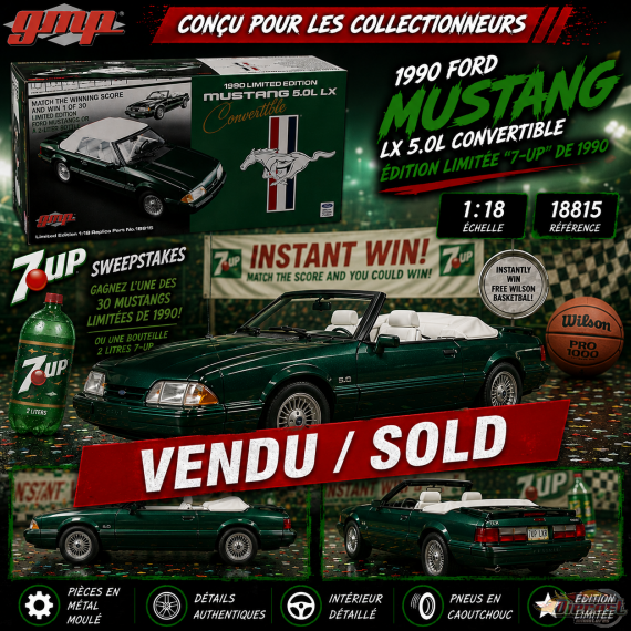 (Free shipping) Ford Mustang LX 5.0L Décapotable "7-Up Edition" 1990 . - 1/18 - GMP - 189815
