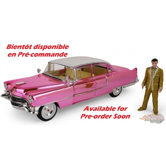 Cadillac Fleetwood Série 60 rose édition chromée, avec figurine d'Elvis Presley - GL 1/18 - 13723 Passion Diecast