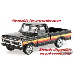 1977 Ford F-100 Pickup Truck in Raven Black - Free Wheeling Stripes - Hobby Exclusive - 1/64 Greenlight - 30571