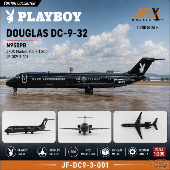 Playboy Douglas DC-9-32  / N950PB / JFOX Models 200 / 1:200 / JF-DC9-3-001