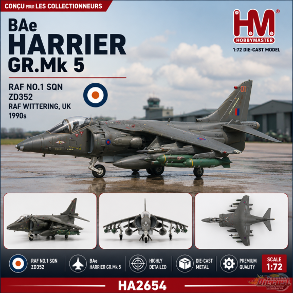 BAe Harrier GR.Mk 5 / RAF No.1 Sqn, ZD352, RAF Wittering, UK, 1990s / Hobby Master 1:72  HA2654