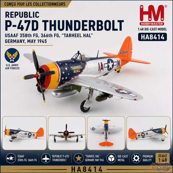 Republic P-47D Thunderbolt / USAAF 358th FG, 366th FG, Ike Davis, Germany May 1945 / Hobby Master 1:48 HA8414