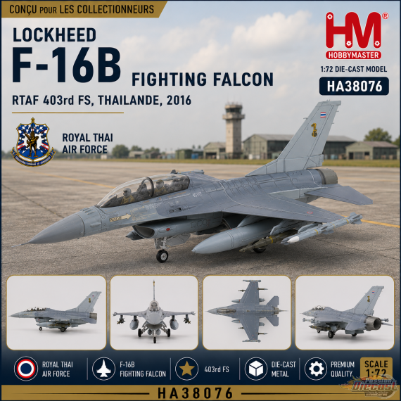 Lockheed F-16B Fighting Falcon / RTAF 403rd FS, Thailande, + feuille décalque / HM 1:72  HA38076