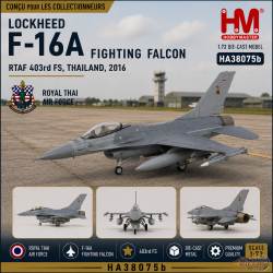 (Preorder))(Free shipping) Lockheed F-16A Fighting Falcon / RTAF 403rd FS, Thailand, + decal sheet / HM 1:72  HA38075b