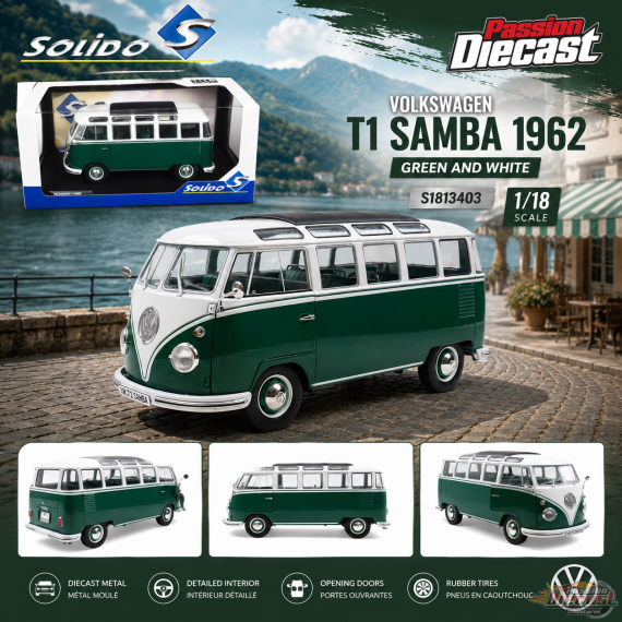 Volkswagen T1 1962 Green - Solido - 1/18 - S1813403 - Passion Diecast 