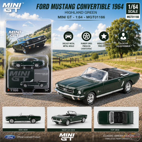 Ford Mustang Convertible 1964 - Highland Green - Mini GT - 1:64 - MGT01166 Passion Diecast