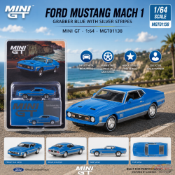 Ford Mustang Mach 1 - Bleu Grabber - Mini GT - 1:64 - MGT01138 Passion Diecast