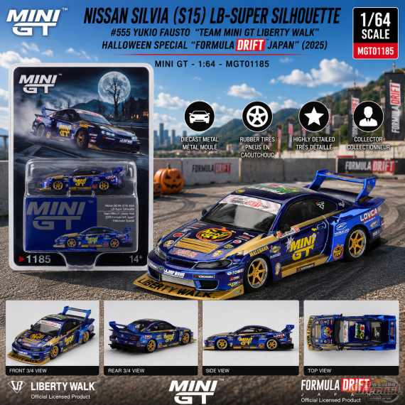 Nissan LB-Super Silhouette S15 Team MINI GT Liberty Walk 2025 Formula Drift Halloween - Mini GT - 1:64 - MGT01185
