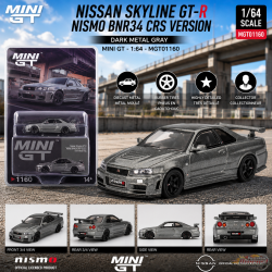 Nissan Skyline GT-R Dark Metal Gray (NISMO BNR34 CRS Version) - Mini GT - 1:64 - MGT01160 Passion Diecast