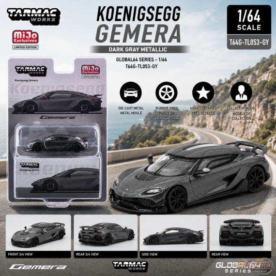Koenigsegg Gemera - Grey - Tarmac Works - 1/64 - T64G-TL053-GY Passion Diecast