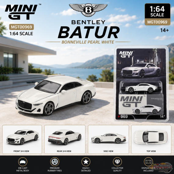 Bentley Batur - Bonneville Pearl - Mini GT - 1:64 - MGT00969 Passion Diecast