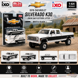 1978 Chevrolet Silverado K30 Crew Cab Fleetside Lifted - White & Black - Mijo Exclusif - IXO Models - 1:64 - IAPR1012
