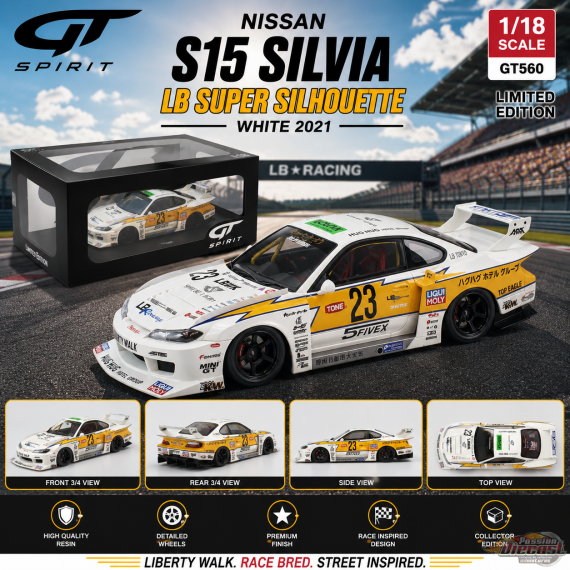 NISSAN S15 SILVA LB SUPER SILHOUETTE WHITE 2021 - 1/18 - GT SPIRIT - GT560 Passion Diecast