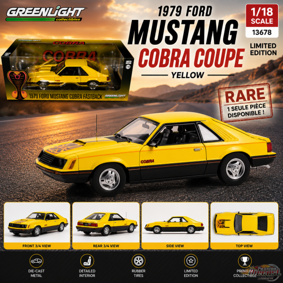 1979 Ford Mustang Cobra Coupe Yellow  - 1/18  Greenlight - 13678