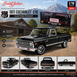 Chevrolet C10 Custom Pickup de 1971 couleur noir  Barrett-Jackson - Highway 61 - HWY 61 - 1/18 - 18054